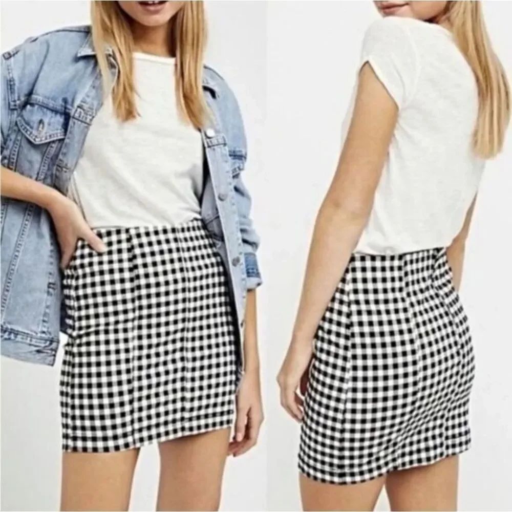 Free People Modern Femme Novelty Gingham Mini Skirt Size 12